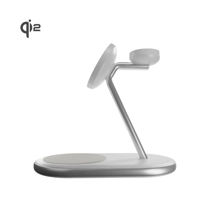 Puro Mag Station Qi2 3-in-1 Wireless Charger Compatible with MagSafe - White
