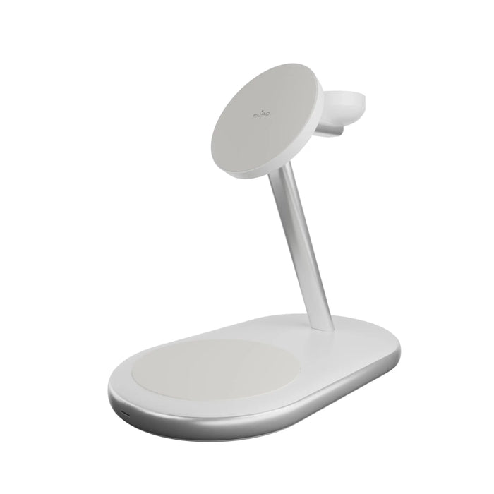 Puro Mag Station Qi2 3-in-1 Wireless Charger Compatible with MagSafe - White