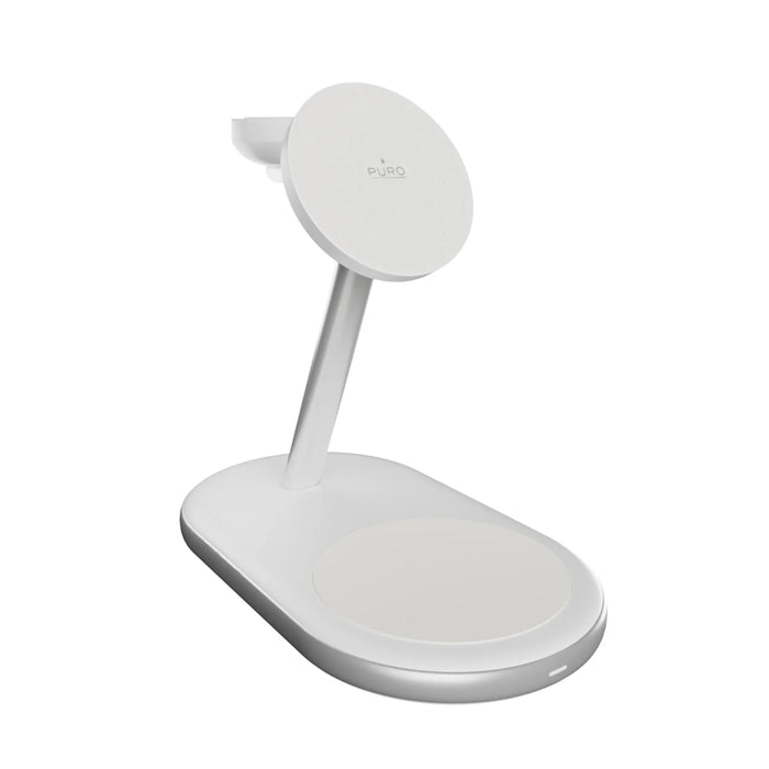 Puro Mag Station Qi2 3-in-1 Wireless Charger Compatible with MagSafe - White