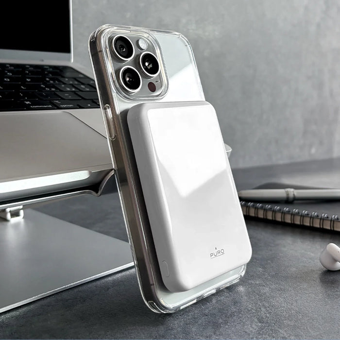 Powerbank Puro Mag Plus 5000mAh 20W Qi2 compatible with MagSafe 1x USB-C Power Delivery - white