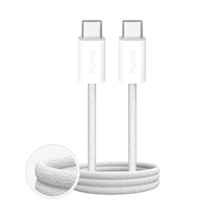 Puro Fabrik 4 100W braided USB-C - USB-C 2m cable - white