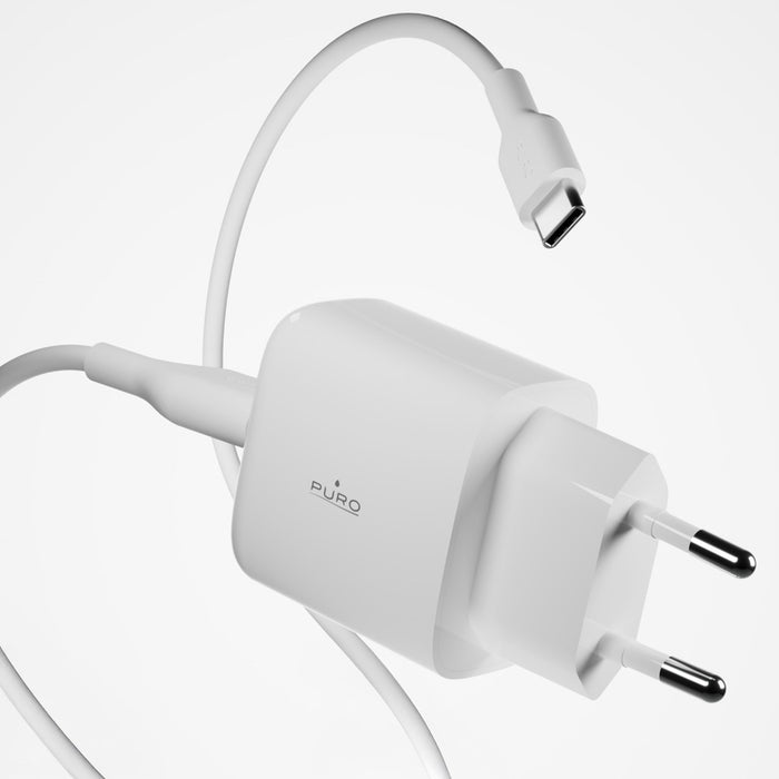 Puro PROLITE 10W 2x USB-A wall charger + USB-A - USB-C cable 1.2m - white