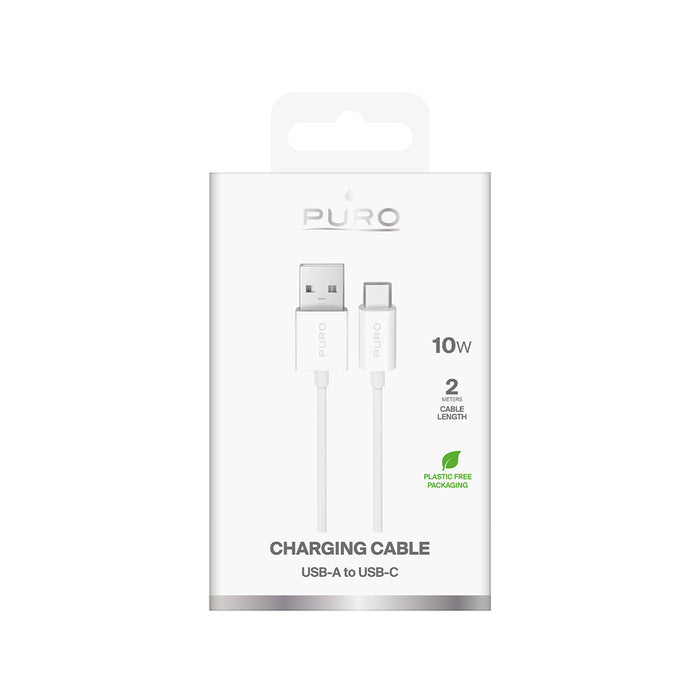 Puro 10W TPE USB-A - USB-C cable 2m - white