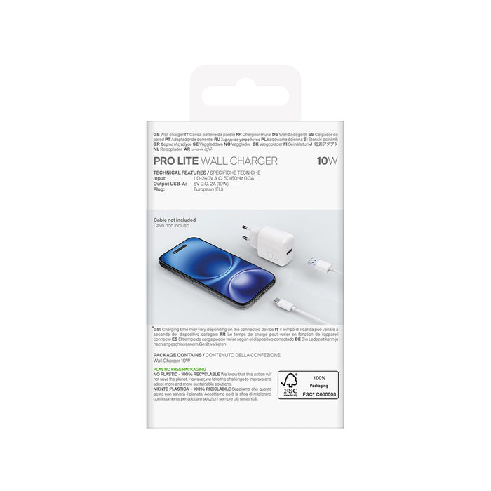Puro PROLITE 10W USB-A Wall Charger - White