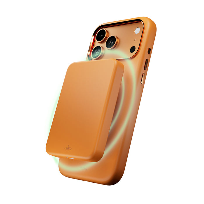 Puro Icon Mag Pro Liquid Silicone Case for iPhone 17 Pro Max, MagSafe Compatible, with Camera Protection and Aluminum Buttons - Orange