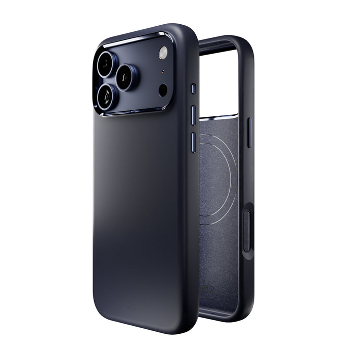 Puro Icon Mag Pro Liquid Silicone Case for iPhone 17 Pro, MagSafe Compatible, with Camera Protection and Aluminum Buttons - Dark Blue