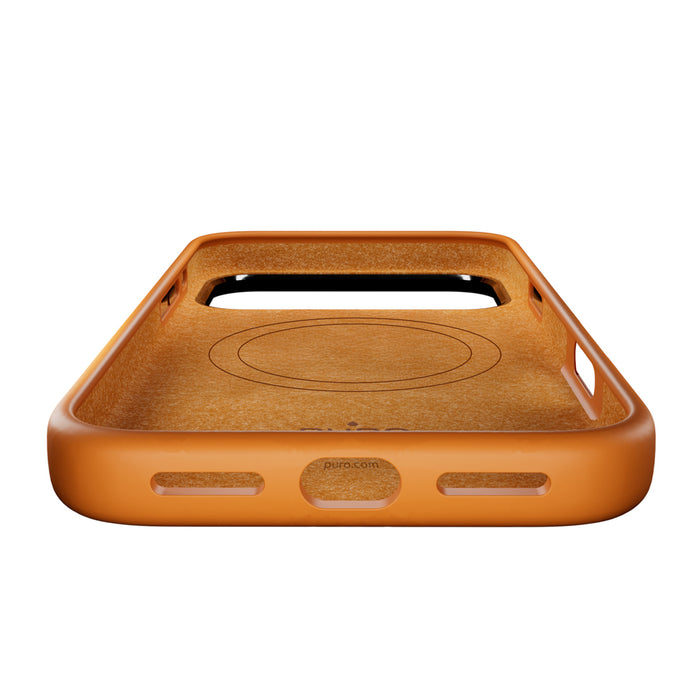 Puro Icon Mag Pro Liquid Silicone Case for iPhone 17 Pro, MagSafe Compatible, with Camera Protection and Aluminum Buttons - Orange
