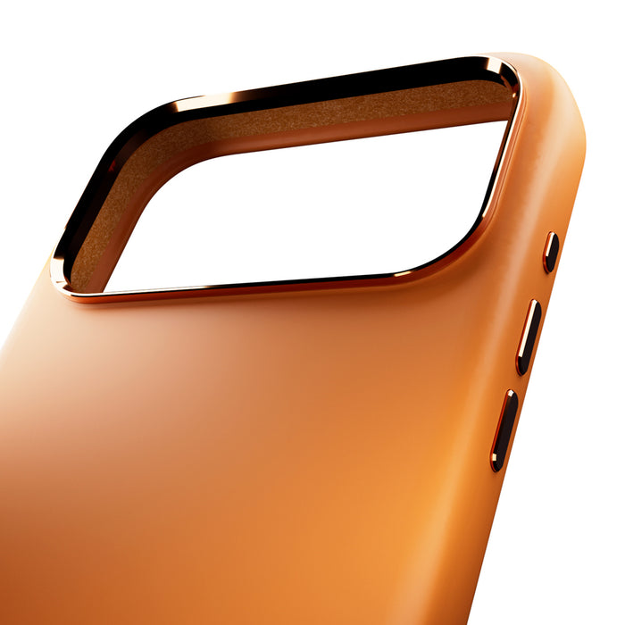 Puro Icon Mag Pro Liquid Silicone Case for iPhone 17 Pro, MagSafe Compatible, with Camera Protection and Aluminum Buttons - Orange
