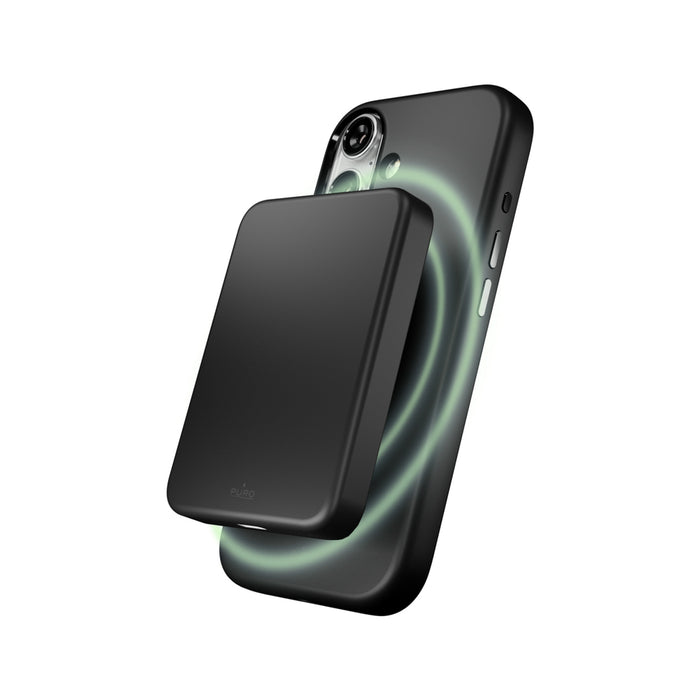 Puro Icon Mag Pro Liquid Silicone Case for iPhone 17, MagSafe Compatible, with Camera Protection and Aluminum Buttons - Black