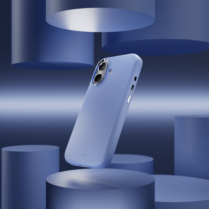 Puro Icon Mag Pro Liquid Silicone Case for iPhone 17, MagSafe Compatible, with Camera Protection and Aluminum Buttons - Blue
