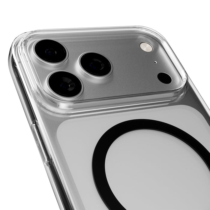 Puro Lite Mag TPU+PC Case Compatible with MagSafe for iPhone 17 Pro Max - Transparent with Black Ring