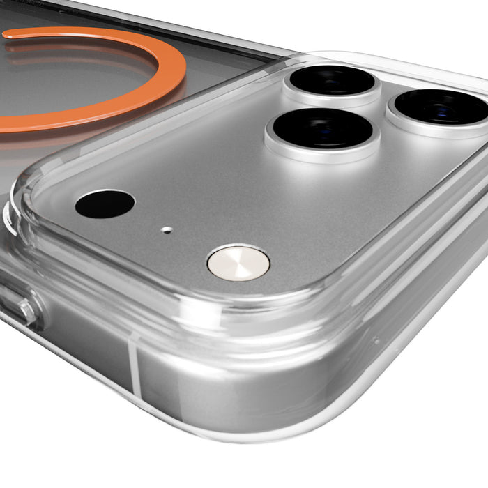 Puro Lite Mag TPU+PC Case Compatible with MagSafe for iPhone 17 Pro Max - Transparent with Orange Ring