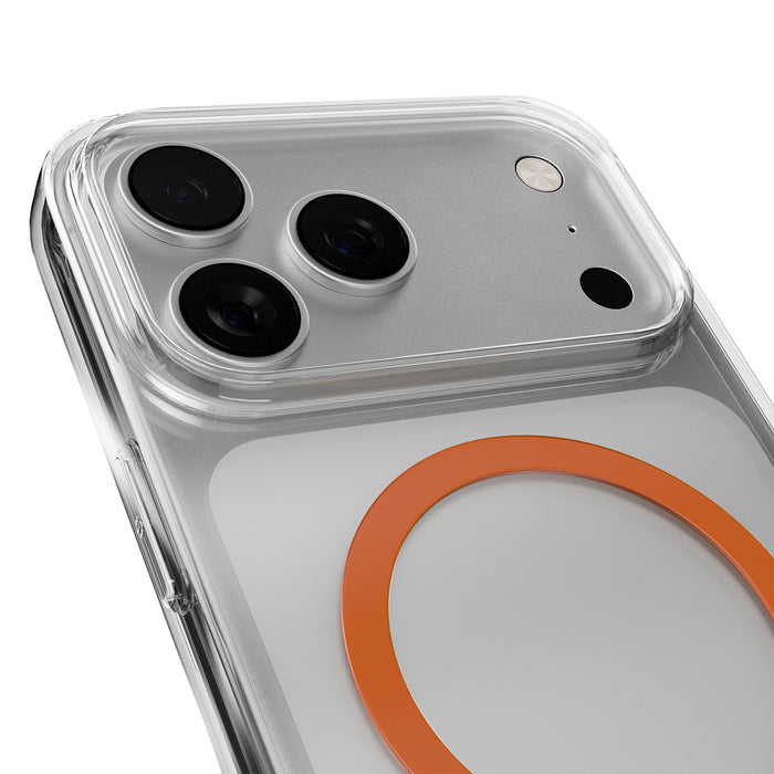 Puro Lite Mag TPU+PC Case Compatible with MagSafe for iPhone 17 Pro Max - Transparent with Orange Ring