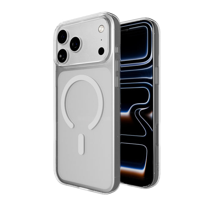 Puro Lite Mag TPU+PC Case Compatible with MagSafe for iPhone 17 Pro - Transparent with White Ring