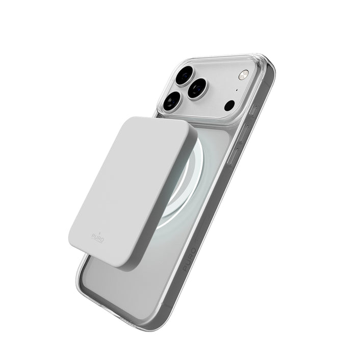 Puro Lite Mag TPU+PC Case Compatible with MagSafe for iPhone 17 Pro - Transparent with White Ring