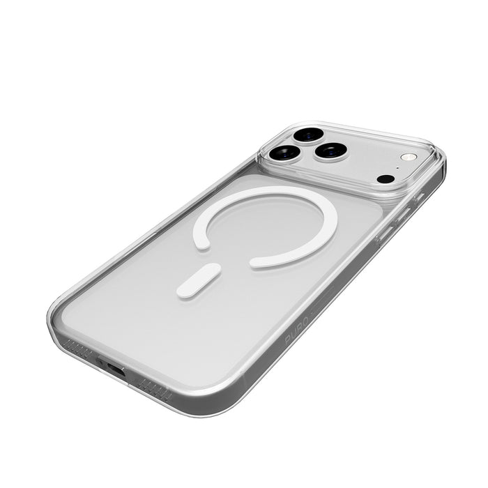 Puro Lite Mag TPU+PC Case Compatible with MagSafe for iPhone 17 Pro - Transparent with White Ring