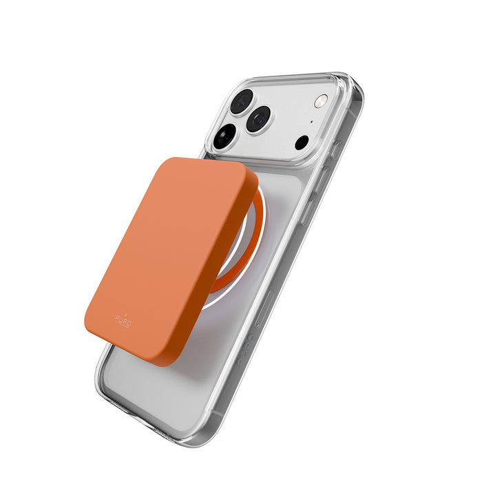 Puro Lite Mag TPU+PC Case Compatible with MagSafe for iPhone 17 Pro - Transparent with Orange Ring