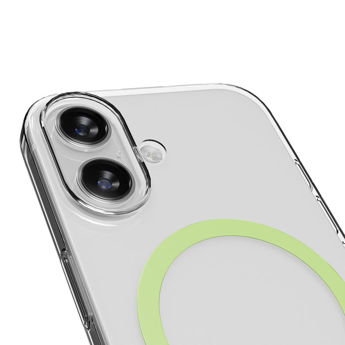 Puro Lite Mag TPU+PC Case Compatible with MagSafe for iPhone 17 - Transparent with Green Ring