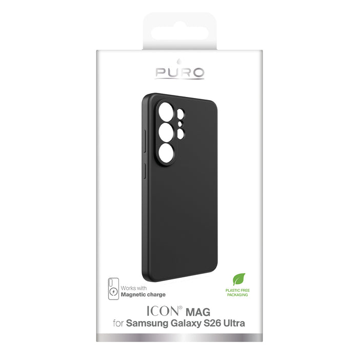 Puro ICON MAG Protective Case for Samsung Galaxy S26 Ultra Silicone Compatible with MagSafe - Black
