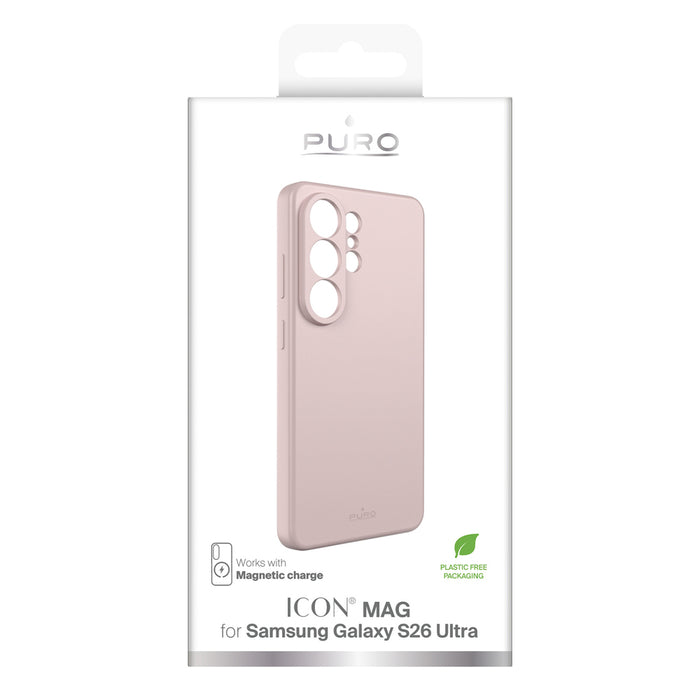 Puro ICON MAG Protective Case for Samsung Galaxy S26 Ultra Silicone Compatible with MagSafe - Pink