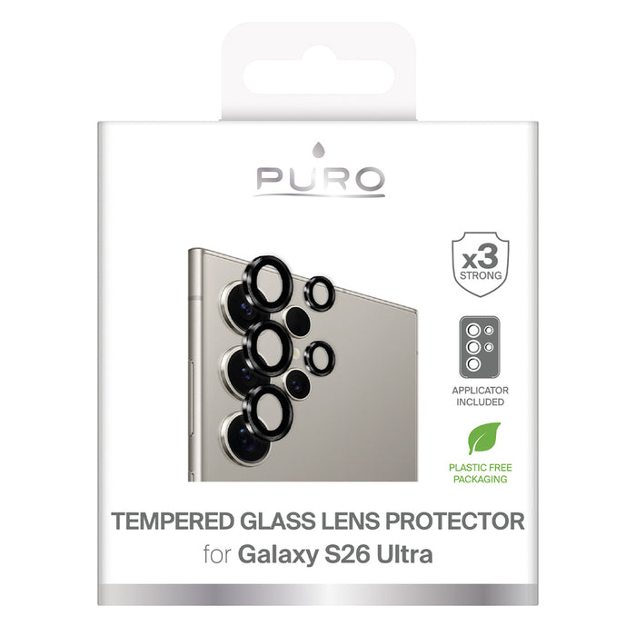 Puro Individual tempered glass for the rear camera for Samsung Galaxy S26 Ultra - with black frames