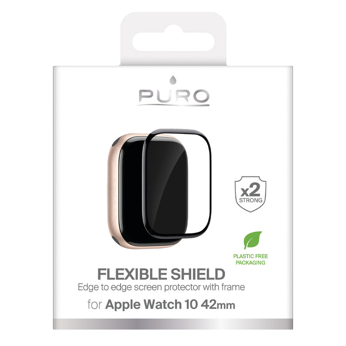 Puro Flexible Shield Protective Film with Applicator for Apple Watch 10/11 42mm - Black
