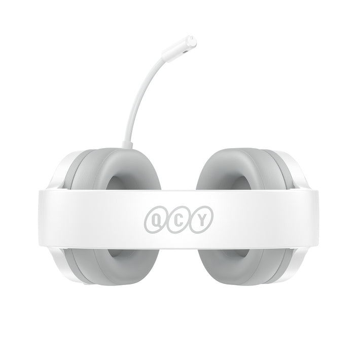 QCY Heroad V200 Tri-Mode Gaming Headphones with 7.1 Sound, 240h Battery, and Detachable Microphone - White