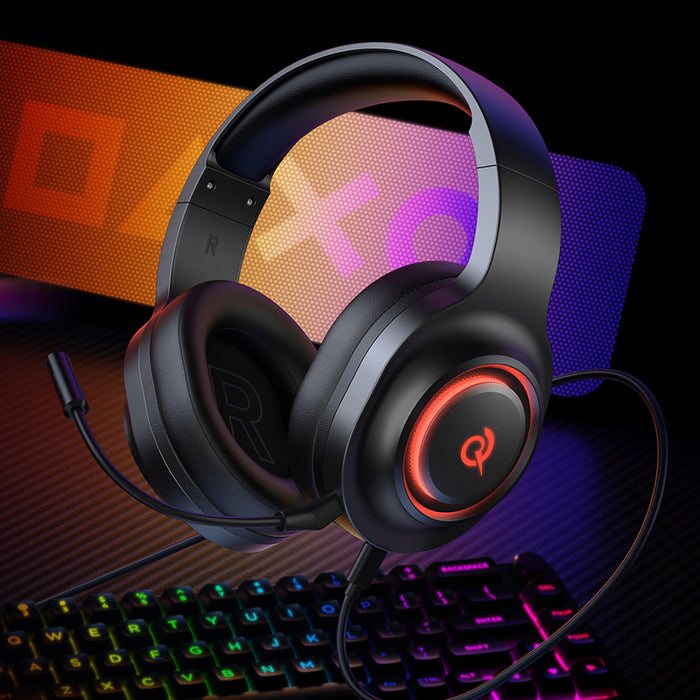 QCY Heroad V200 Tri-Mode Gaming Headphones with 7.1 Sound, 240h Battery, and Detachable Microphone - Black