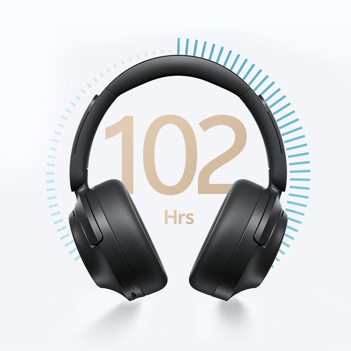 QCY H3S Wireless On-Ear Headphones with LDAC and ANC Noise Cancellation - Black