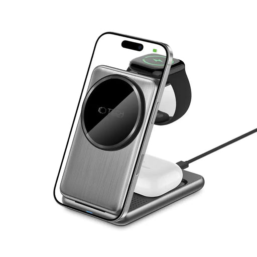 QI15W-A42 3in1 Inductive Charger with MagSafe for Apple Devices - Gray - Cell phone USB charger<<<HurtelXML