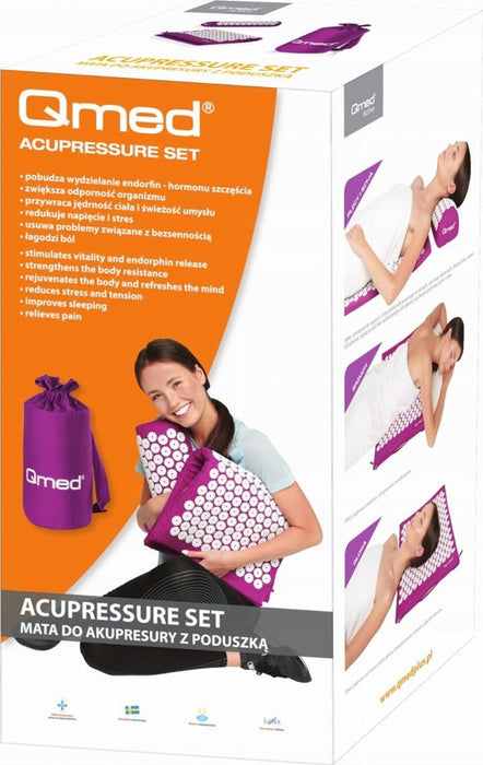 QMED Acupressure mat with cushion Purple