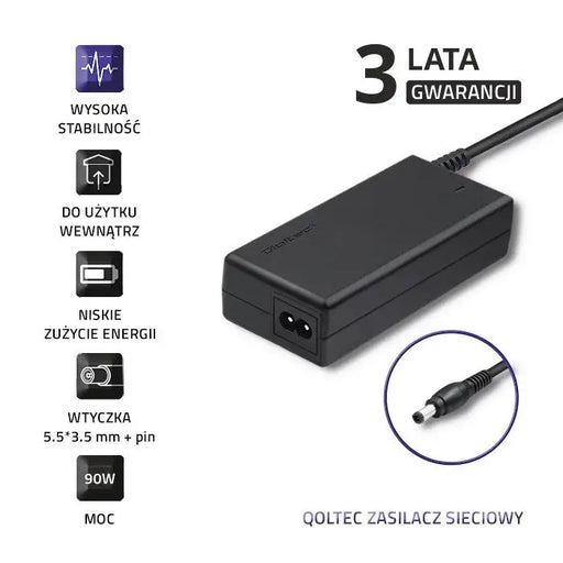 Qoltec 50089.90W power adapter/inverter Indoor Black - Power supplies for laptopsZDL-NOT<<<Power supplies for computers