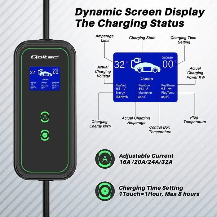 Qoltec Mobile charger for EV cars 2-in-1 Type 2 7kW 230V CEE 3 PIN - Mobile chargersLPE-LAM<<<Charging electric