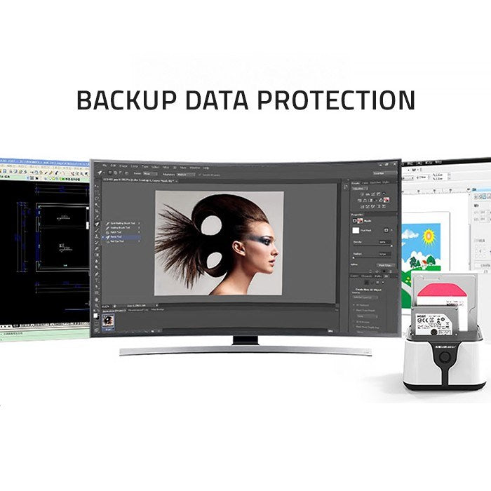 Qoltec 50309 HDD SSD 2.5" 3.5" docking station | SATA III | USB 3.0 | Super speed 5Gb/s | with Clonning function
