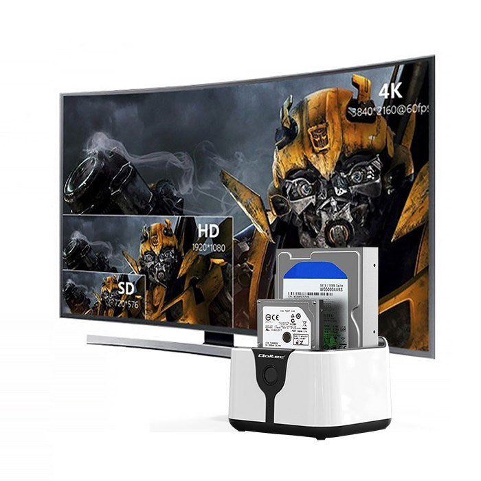 Qoltec 50309 HDD SSD 2.5" 3.5" docking station | SATA III | USB 3.0 | Super speed 5Gb/s | with Clonning function