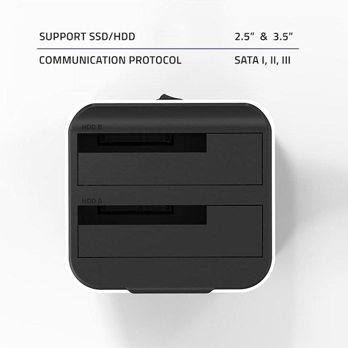 Qoltec 50309 HDD SSD 2.5" 3.5" docking station | SATA III | USB 3.0 | Super speed 5Gb/s | with Clonning function
