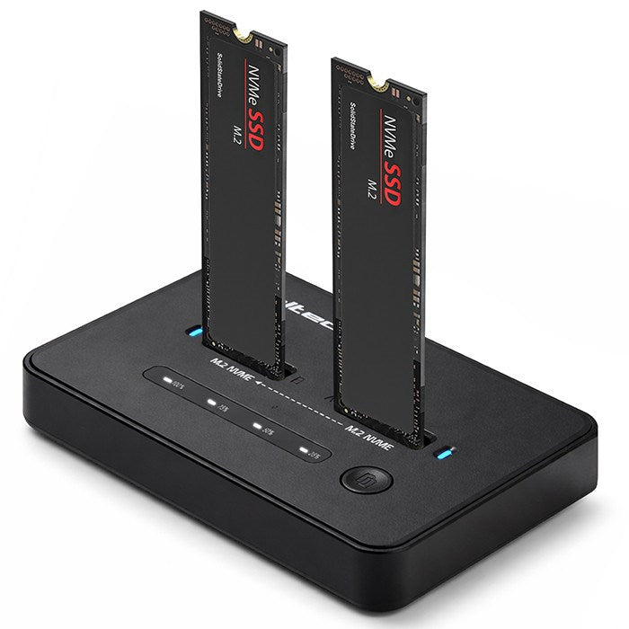 Qoltec 52366 M.2 NVMe SSD Docking Station | PCIe | USB-C | 20 Gb/s | DUAL 2 x 8TB | Offline cloning