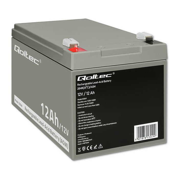 Qoltec 53049 AGM battery | 12V |  12Ah