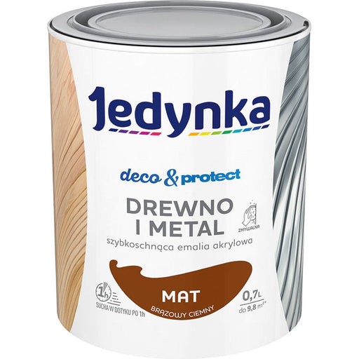 QUICK DRY ACRYLIC ENAMEL LACQUER DARK BROWN MAT 700 ML JEDYNKA - Алкидни и водоразтворими<<<Бои за метал и дърво<<<Бои