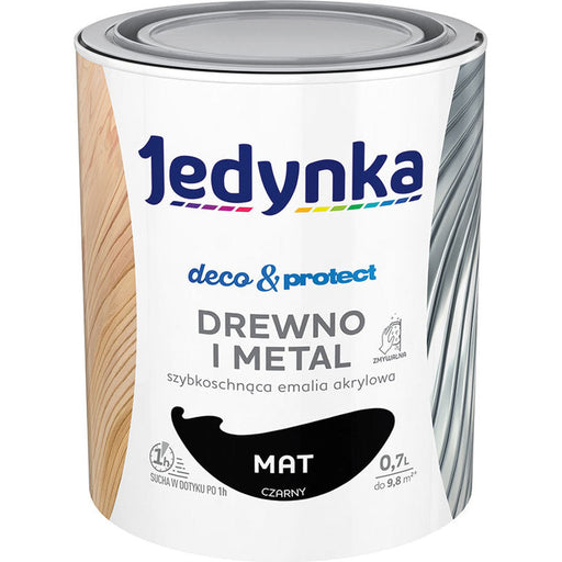 QUICK DRY ACRYLIC ENAMEL LACQUER MATTE BLACK 700 ML JEDYNKA - Алкидни и водоразтворими<<<Бои за метал и дърво<<<Бои и