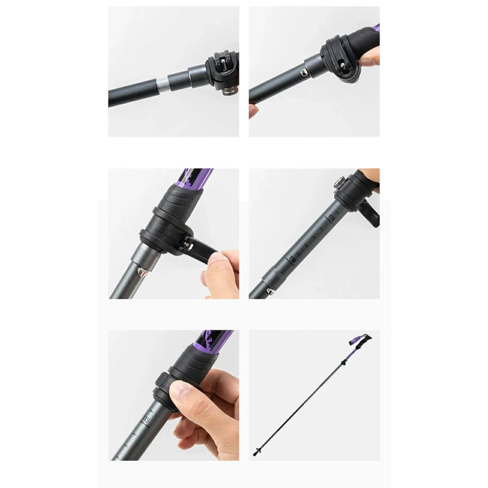 Qunature Nordic Walking Trekking Pole Aluminum 110 - 130 cm 1 pc. - Purple
