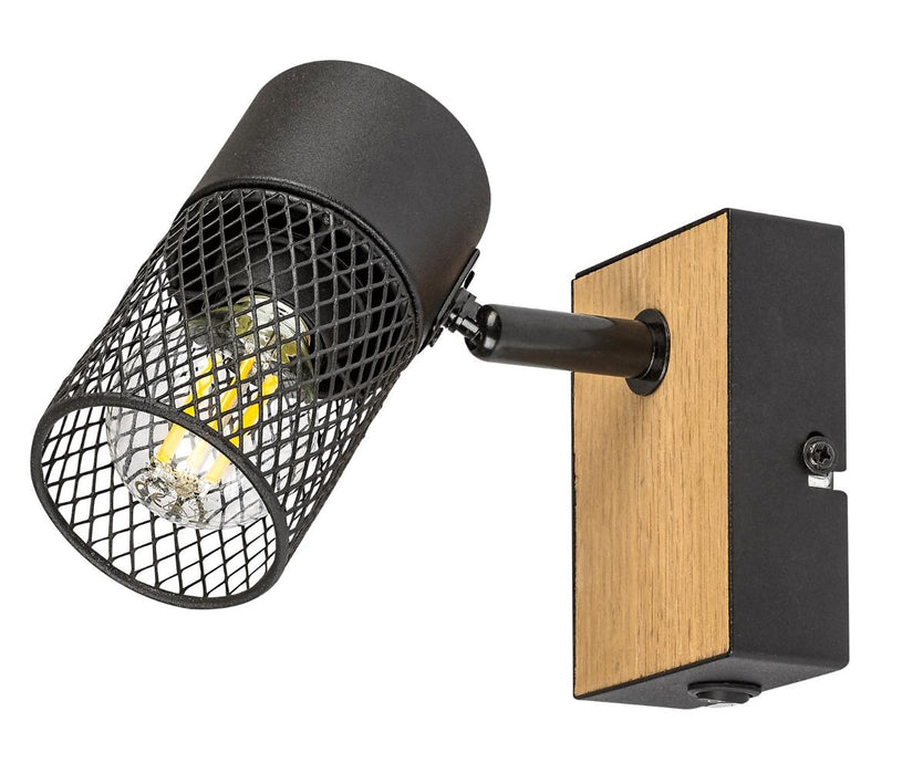 SPOT METTA 1xMAX40W BLACK METAL/WOOD