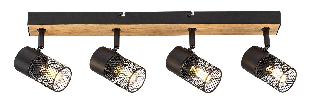 SPOT METTA 4xMAX40W BLACK METAL/WOOD