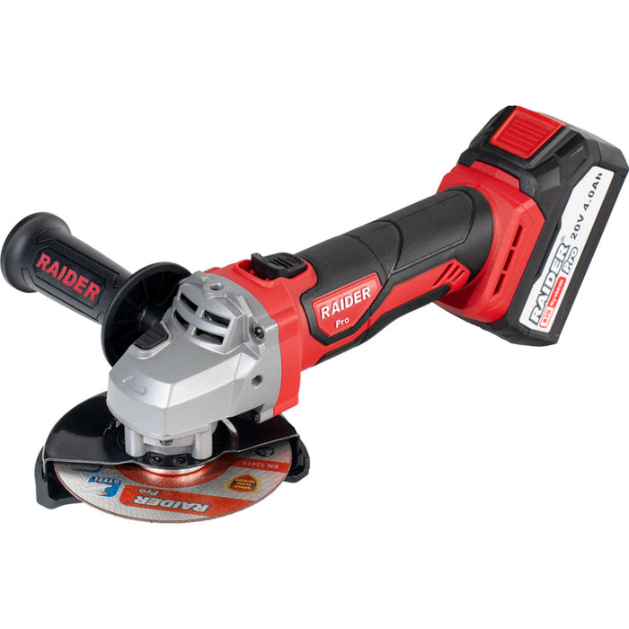 BATTERY ANGLE GRINDER RAIDER PRO RDP-SPAG20 20 V, 125 mm, 4.00 Ah, NUMBER OF BATTERIES 1