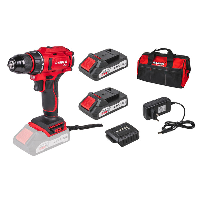 CORDLESS BRUSHLESS DRILL RAIDER PRO RDP-PBCDI20 20 V, 50.00 nm, NUMBER OF BATTERIES 2, 2.00 Ah