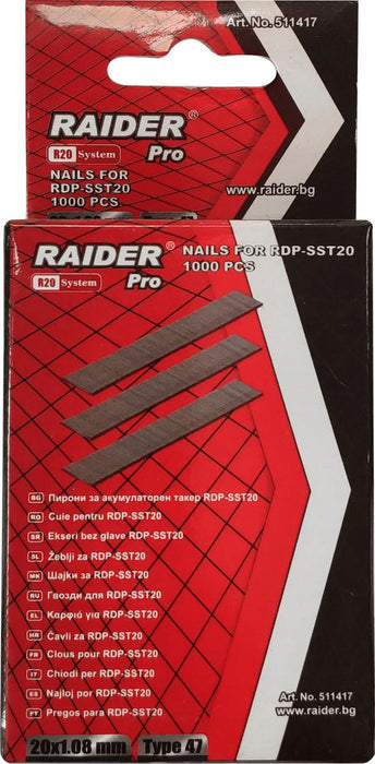 NAILS FOR TAKER 47X20MM RAIDERPRO 1000PCS
