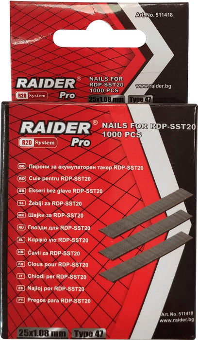 NAILS FOR TAKER 47X25MM RAIDERPRO 1000PCS