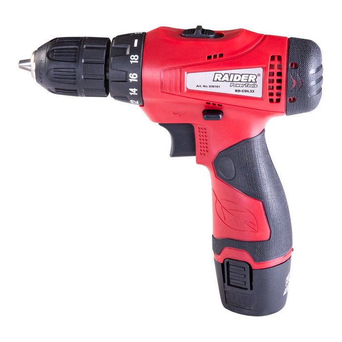 BATTERY DRILL RAIDER RD-CDL 33 12 V, 24.00 nm, NUMBER OF BATTERIES 1, 1.50 Ah