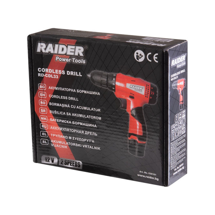 BATTERY DRILL RAIDER RD-CDL 33 12 V, 24.00 nm, NUMBER OF BATTERIES 1, 1.50 Ah