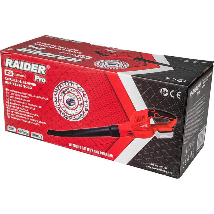 BATTERY BROOM RAIDER RDP-YBL20 20 V, MAXIMUM BLOWING SPEED 180 km/h